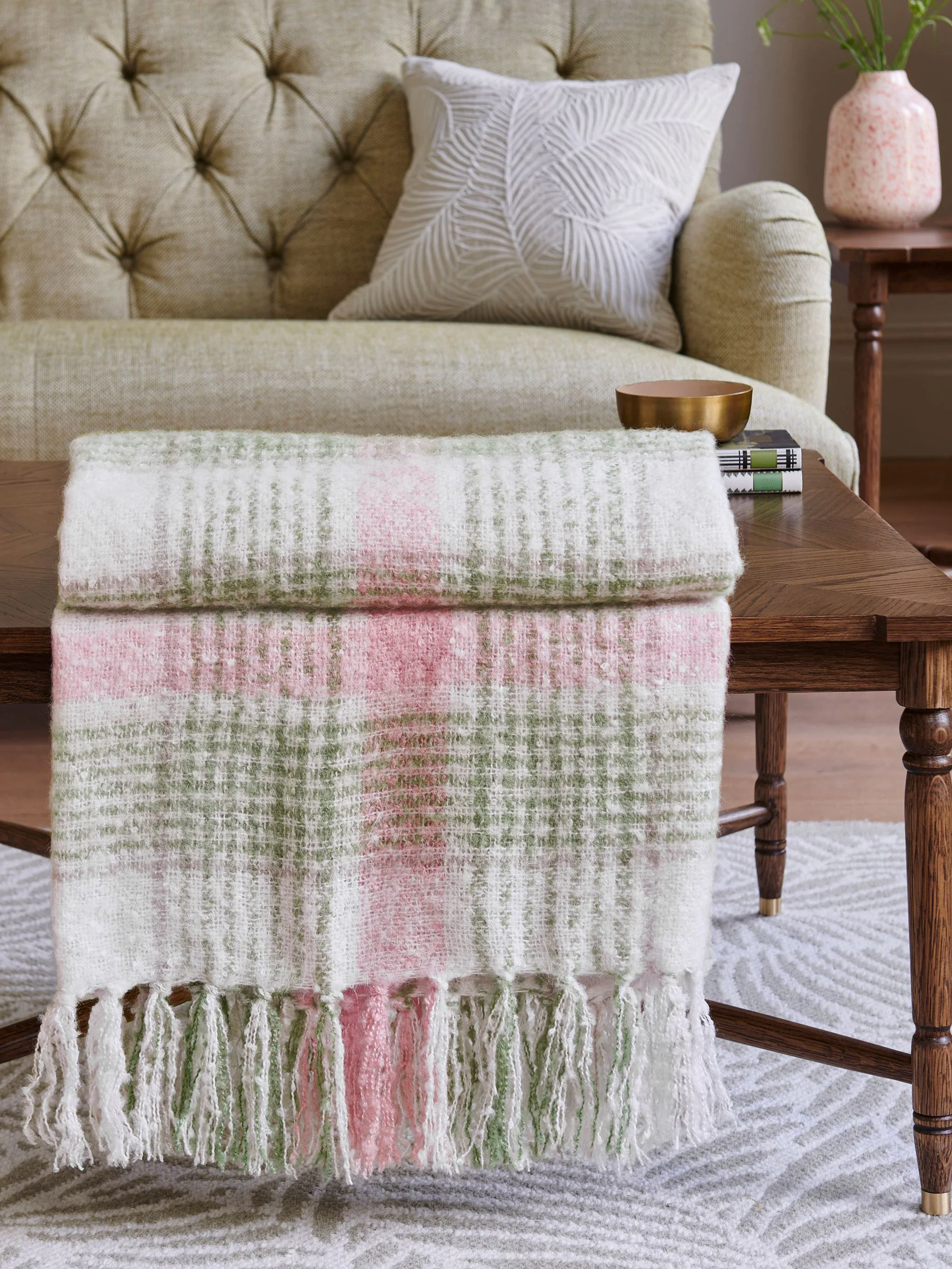 Nina Campbell Check Brushed Throw