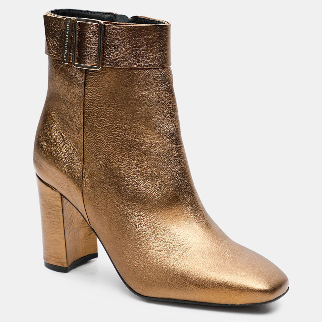 Tommy Hilfiger Bottines en Cuir à talon métallisées dorées - Talon 9 cm