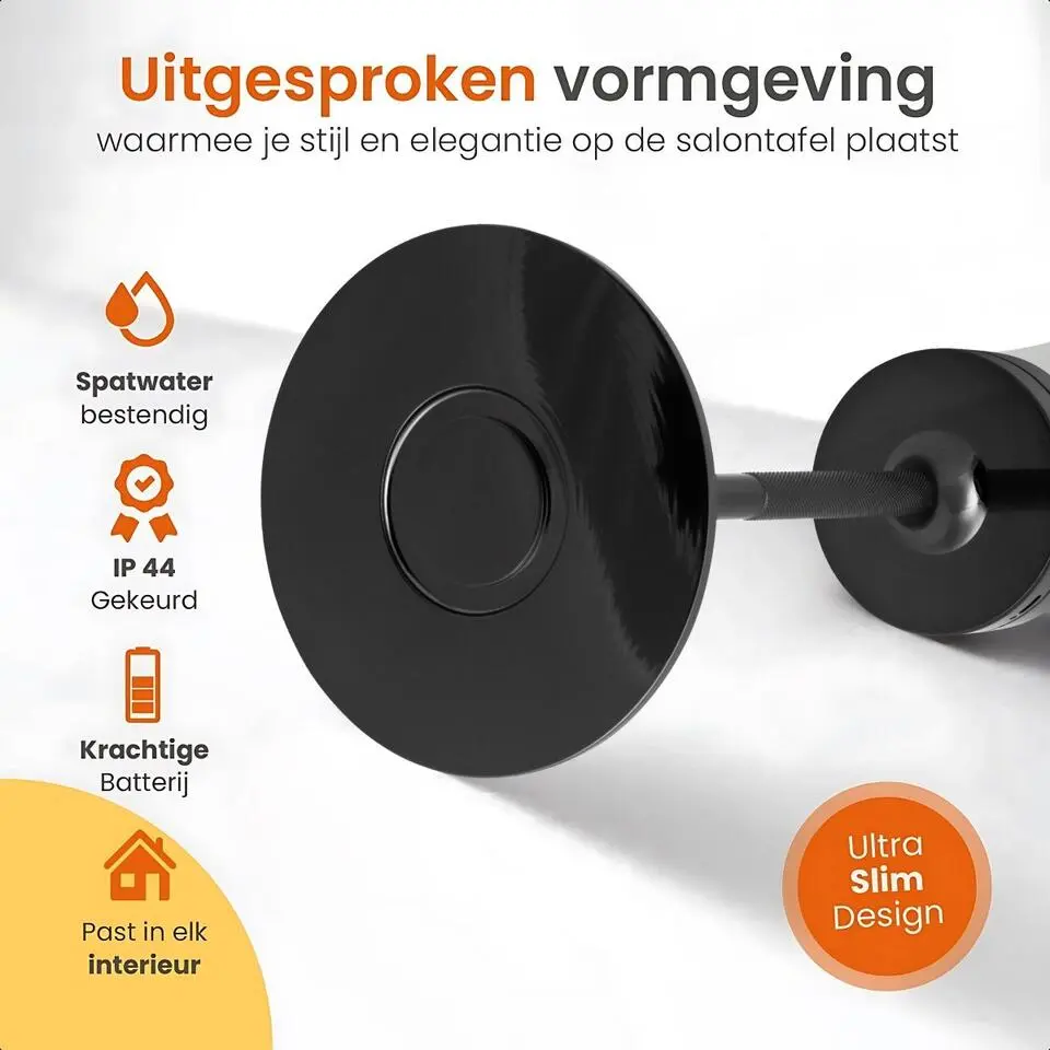 Goliving Tafellamp Op Accu - Oplaadbaar en Dimbaar - Hoogte 27 cm - Zwart