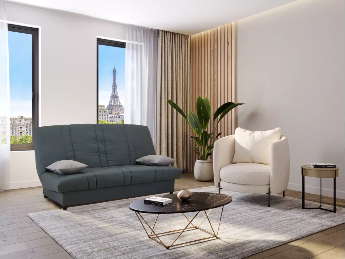 Canapé convertible clic-clac en tissu gris anthracite FARWEST III
