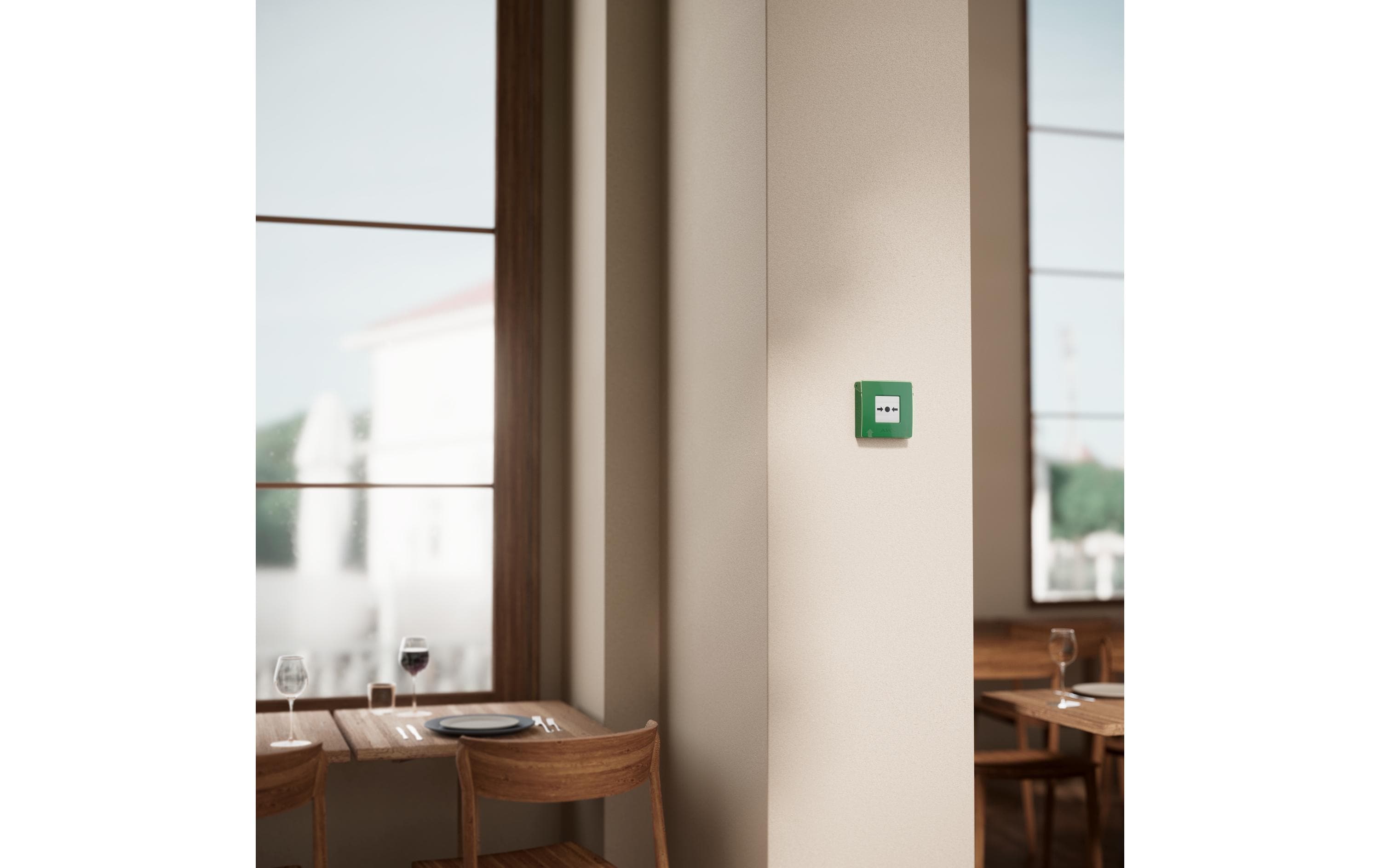 Funk-Taster ManualCallPoint (Green) Jeweller Grün<br>Funk-Druckknopfmelder mit rücksetzbarem Auslöseelement und programmierbaren Szenarien