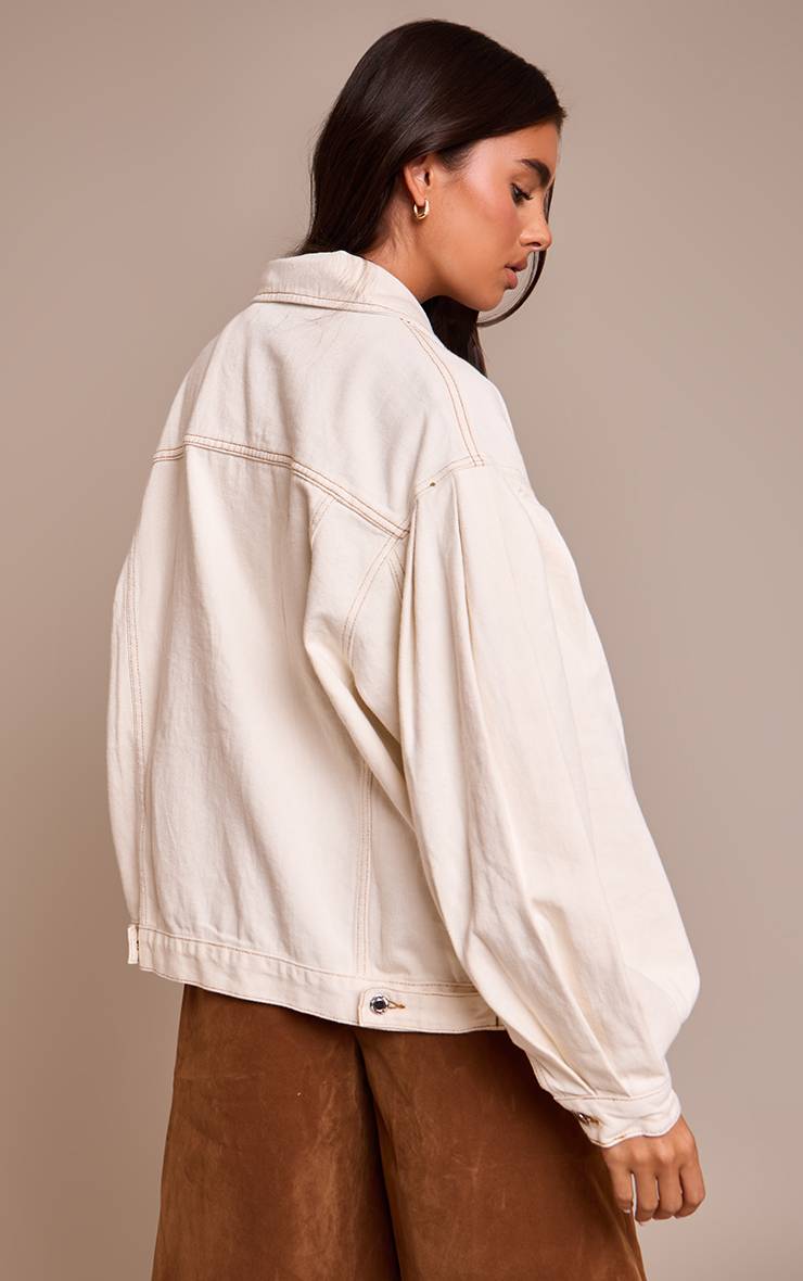 Ecru Veste En Denim Oversize À Manches Cocon