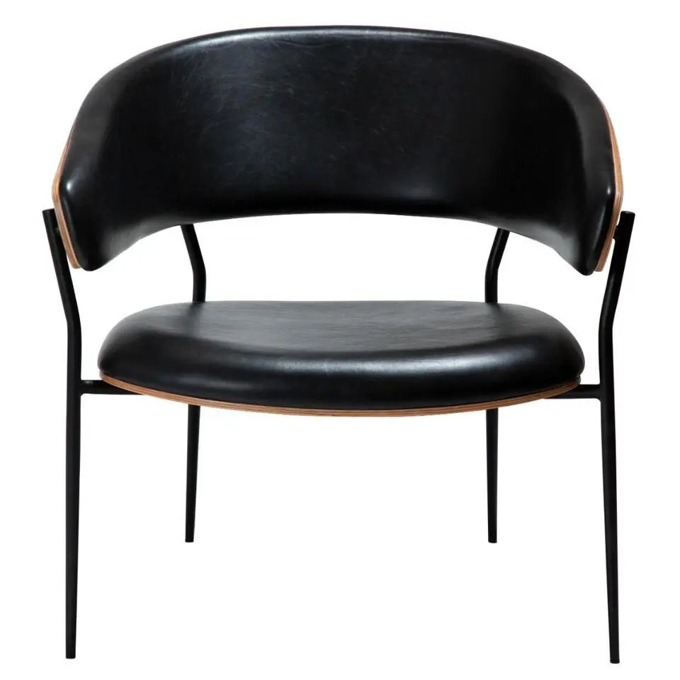 Hioshop Crib Dan-Form fauteuil met armleuningen fineer walnoot- PU-kunstleer