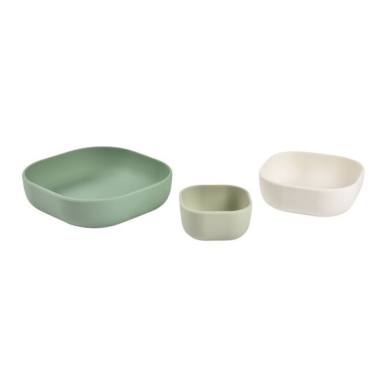Lot de 3 Bols silicone gigogne   Sage Green        de               Béaba