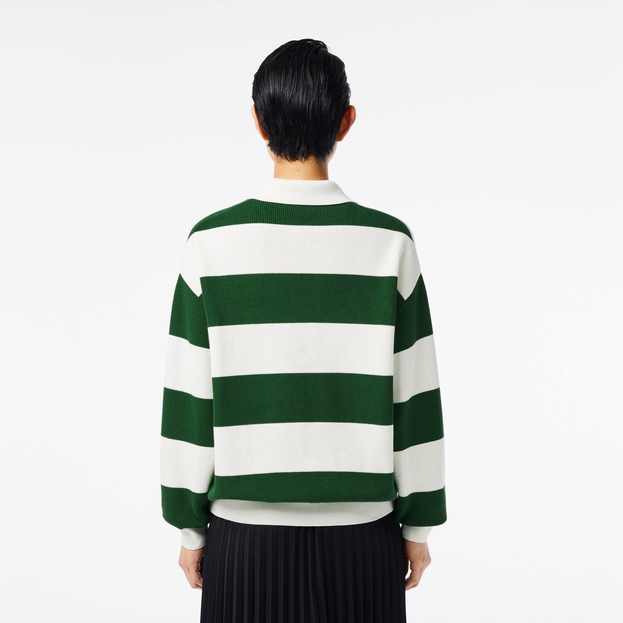 Poloshirt aus gestreifter Strickware, in Frankreich hergestellt Pullover - Weiss - Lacoste - Damen