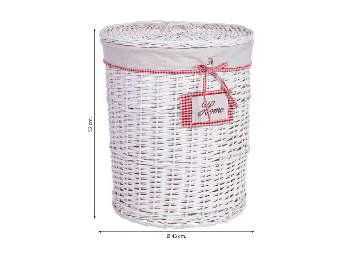 Panier à linge en osier gris 43x43x52h cm