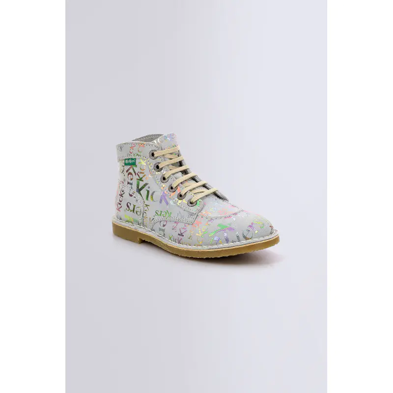KICKLEGEND BLEU CLAIR IMPRIME ARGENT BOTTINES Cuir Femme