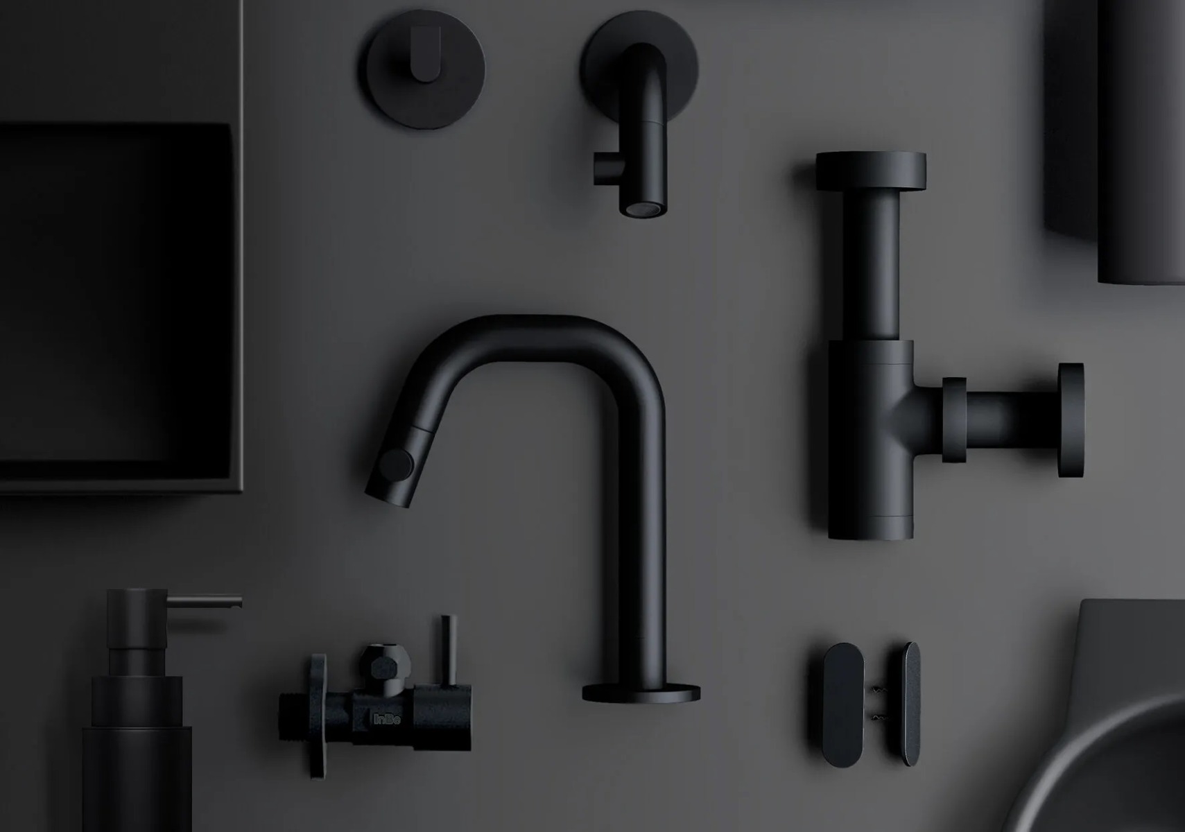 Clou Kaldur fonteinkraan met accessoires zwart mat