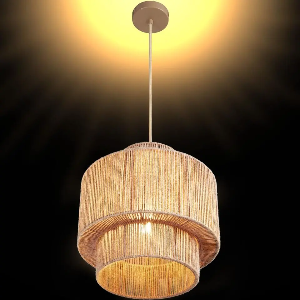 tectake Hanglamp Allegra van jute in boho-stijl, 40W, Natuur