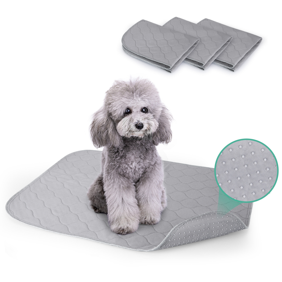 Tapetes higiênicos Nobleza para cães de pequeno porte, laváveis, reutilizáveis, absorventes e antiderrapantes, pacote com 3 unidades (60 x 45 cm), cinza.