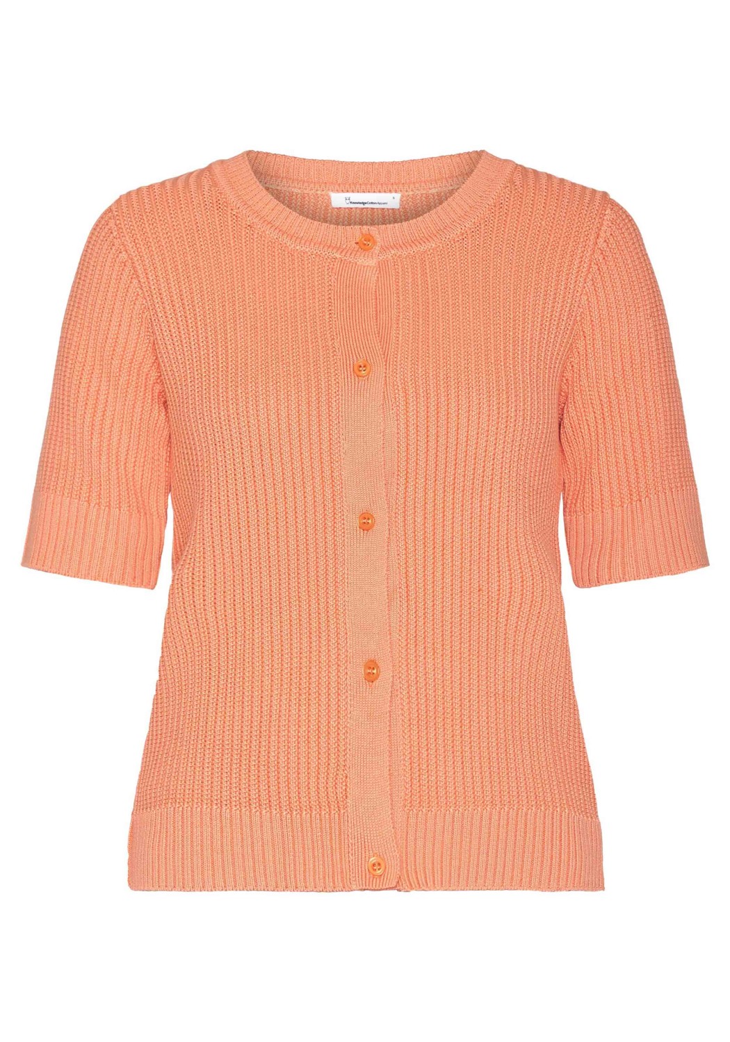Knowledge Cotton Apparel Kurzarm-Cardigan Short Sleeve Knitted Cadmium Orange