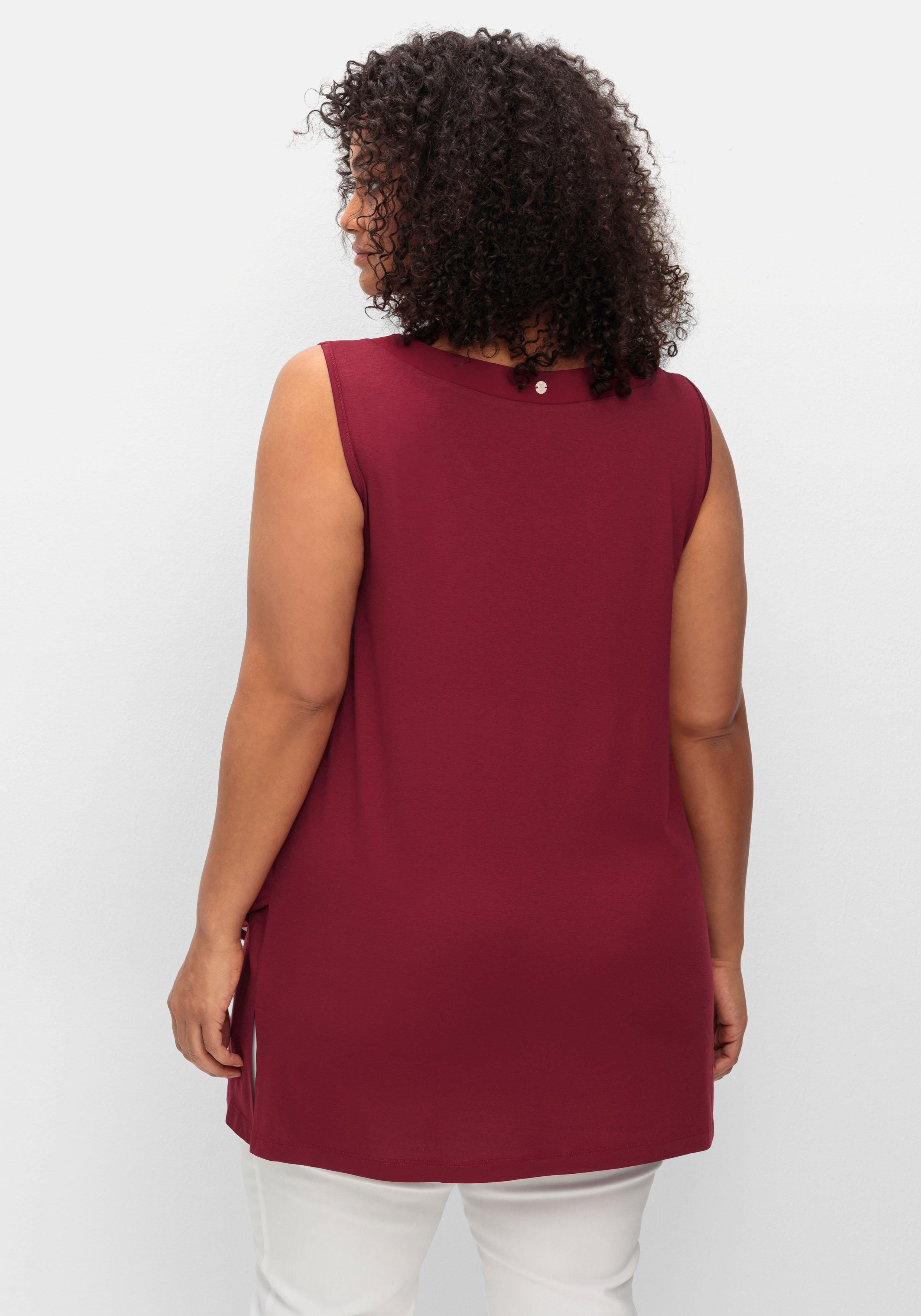 Doppellagiges Top aus Chiffon und Jersey