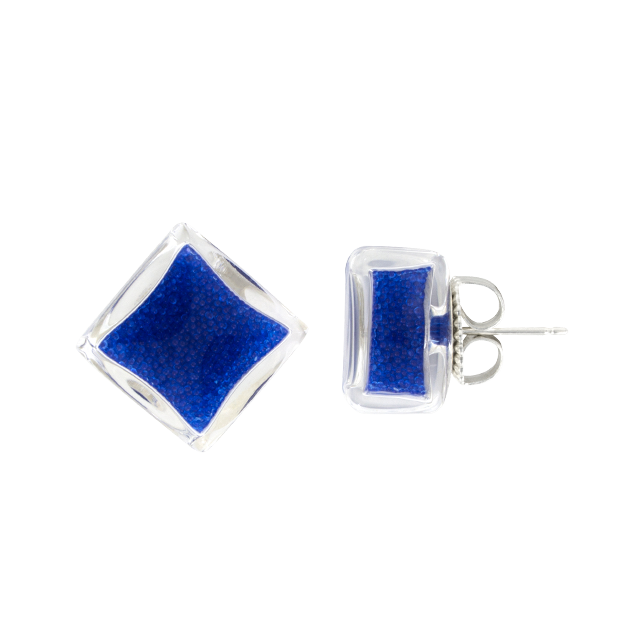 Boucles d'oreilles clou en verre soufflé - Carré Billes