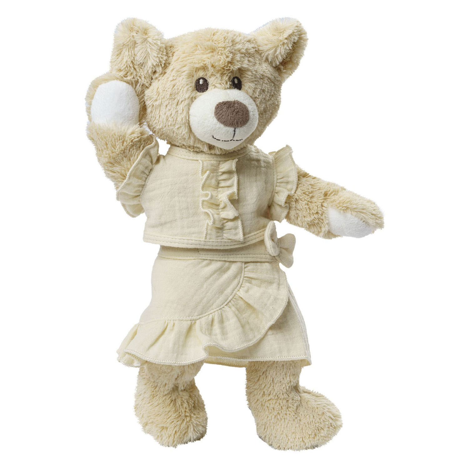Poppen Wikkelrok Ecru met Ruches, 28-35 cm