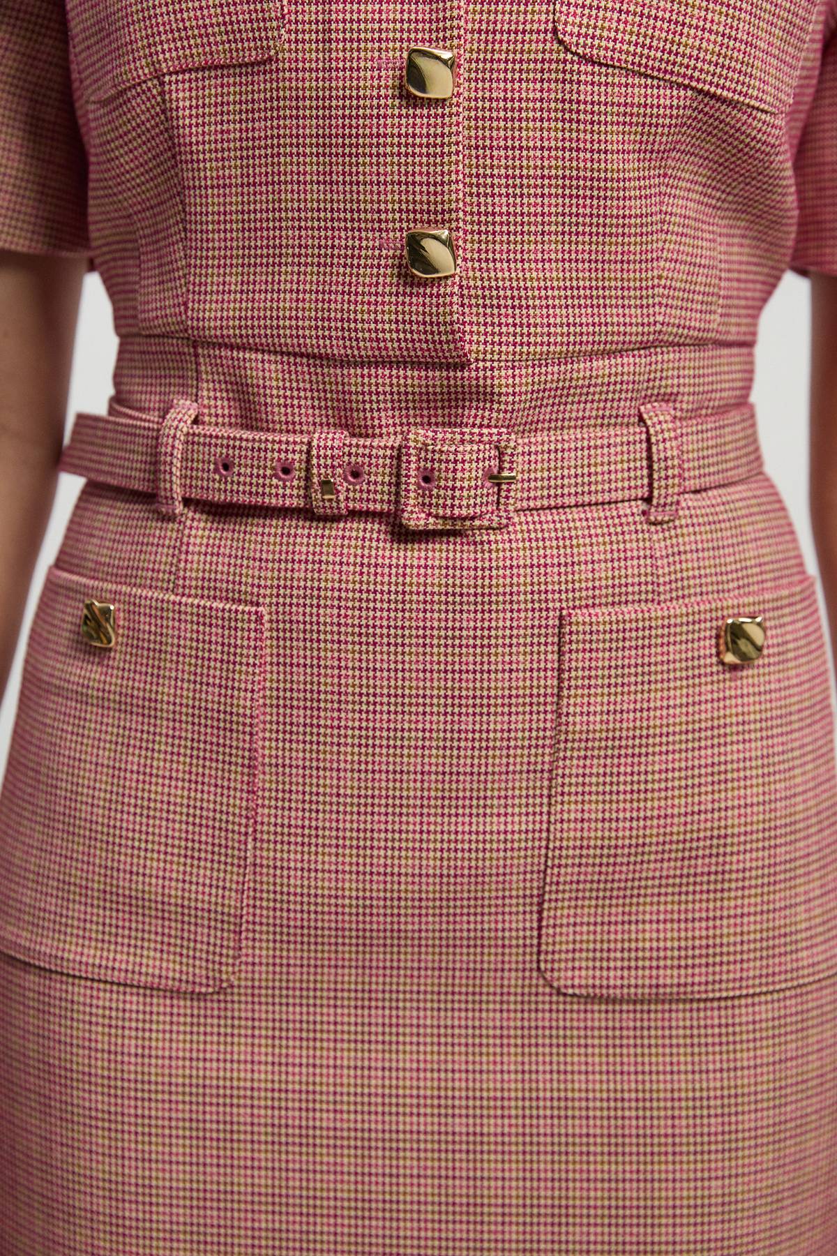 KarenMillen Robe Mini Cintrée À Carreaux Avec Ceinture