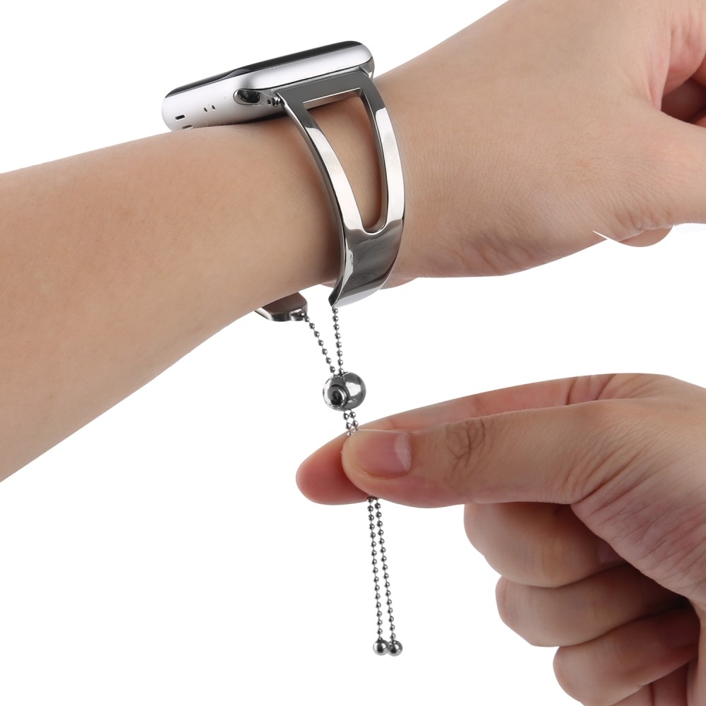 Apple Watch (42/41/40/38 mm) Ersatz Edelstahl Armband mit Perlen Verschluss - Silber