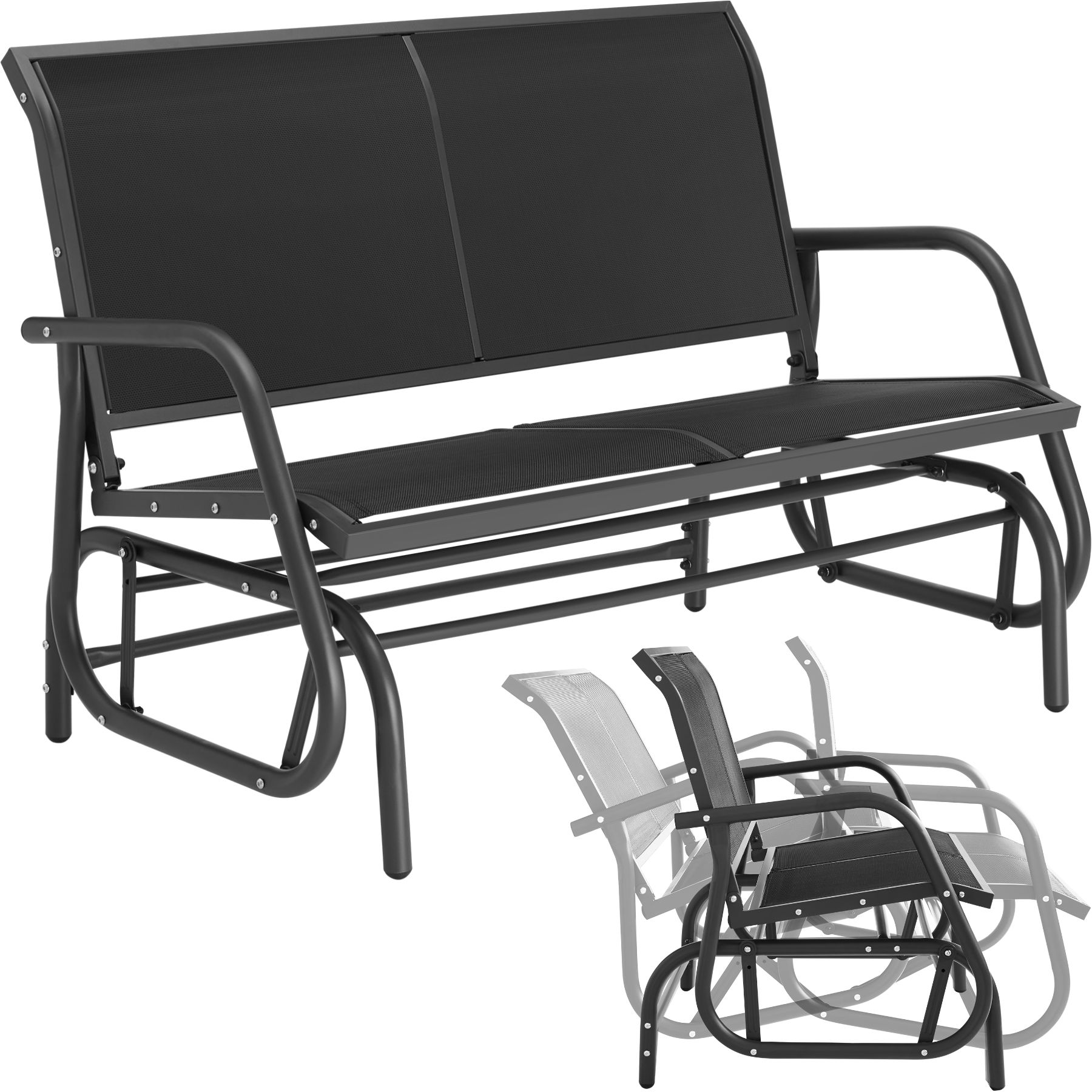 tectake® Schaukelbank, 2-Sitzer, sanfter Schaukelmechanismus, 121 x 72 x 86,5 cm