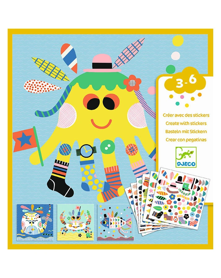 Stickerbilder MEERESTIERE in bunt