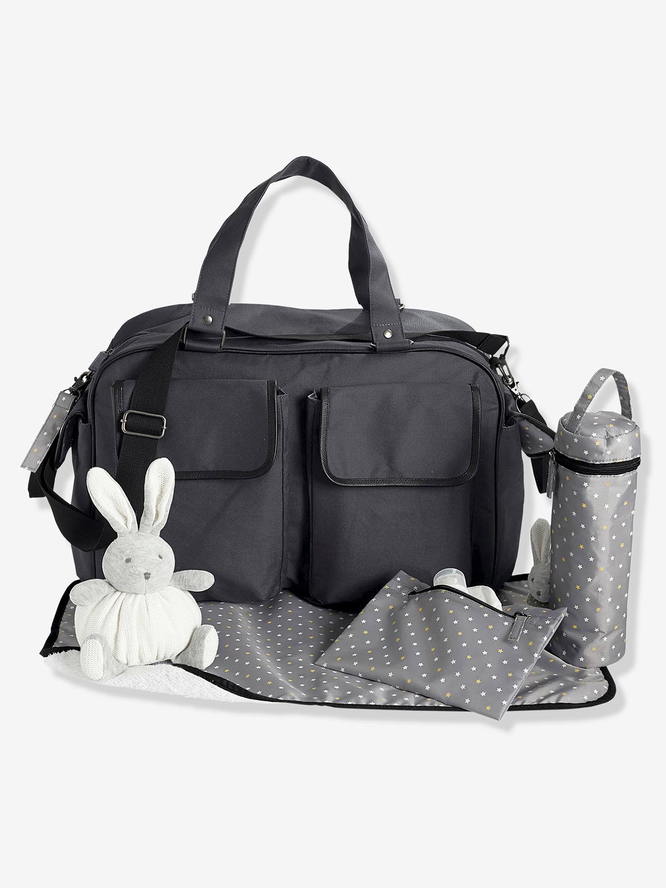 Bolsa de fim de semana VERTBAUDET cinza para troca de fraldas