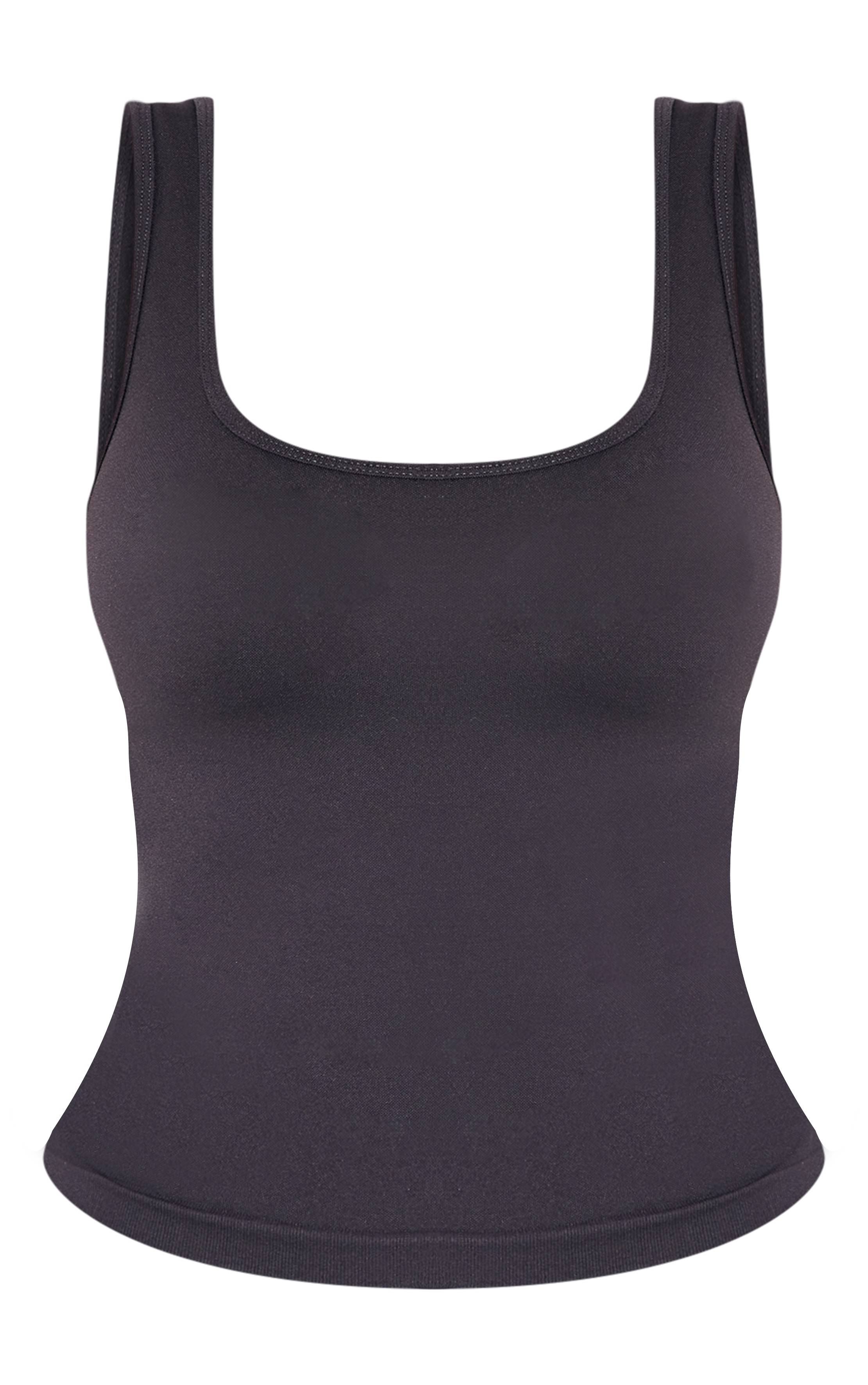 Charbon Débardeur Long Sans Coutures Shape À Encolure Carrée