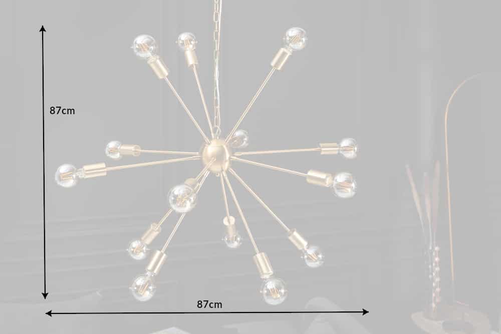 Elegante Hängelampe SPUTNIK 87cm gold mit 14 Leuchtarmen