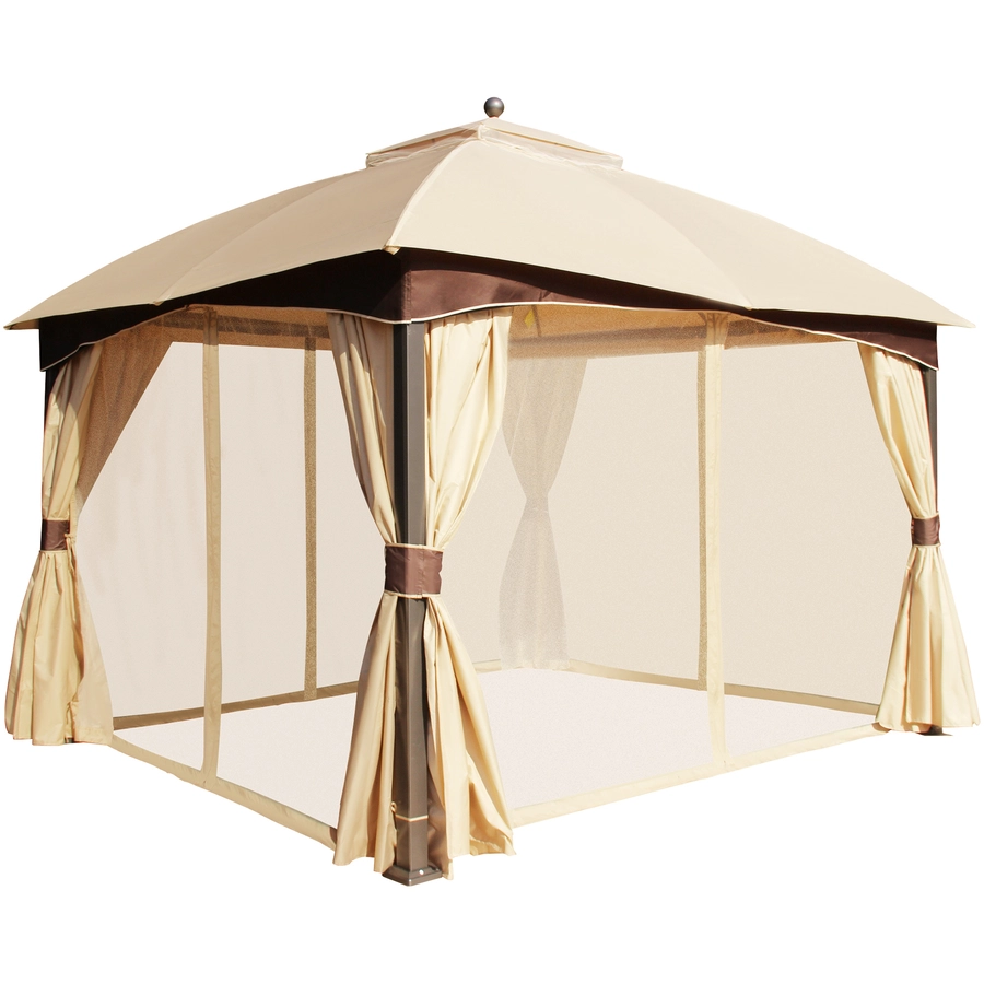 Outsunny Pavillon mit Doppeldach braun