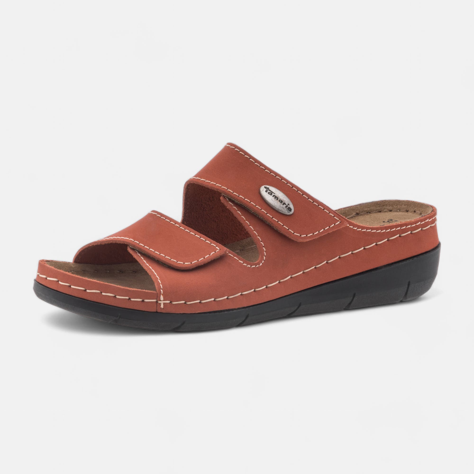 Chaussures confort paramédical Femme en cuir orange