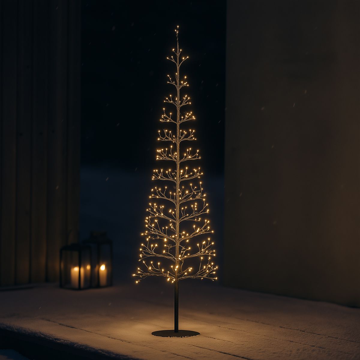 Kerst vloerlamp zwart boom 150cm incl. LED met timer IP44 - Caspar