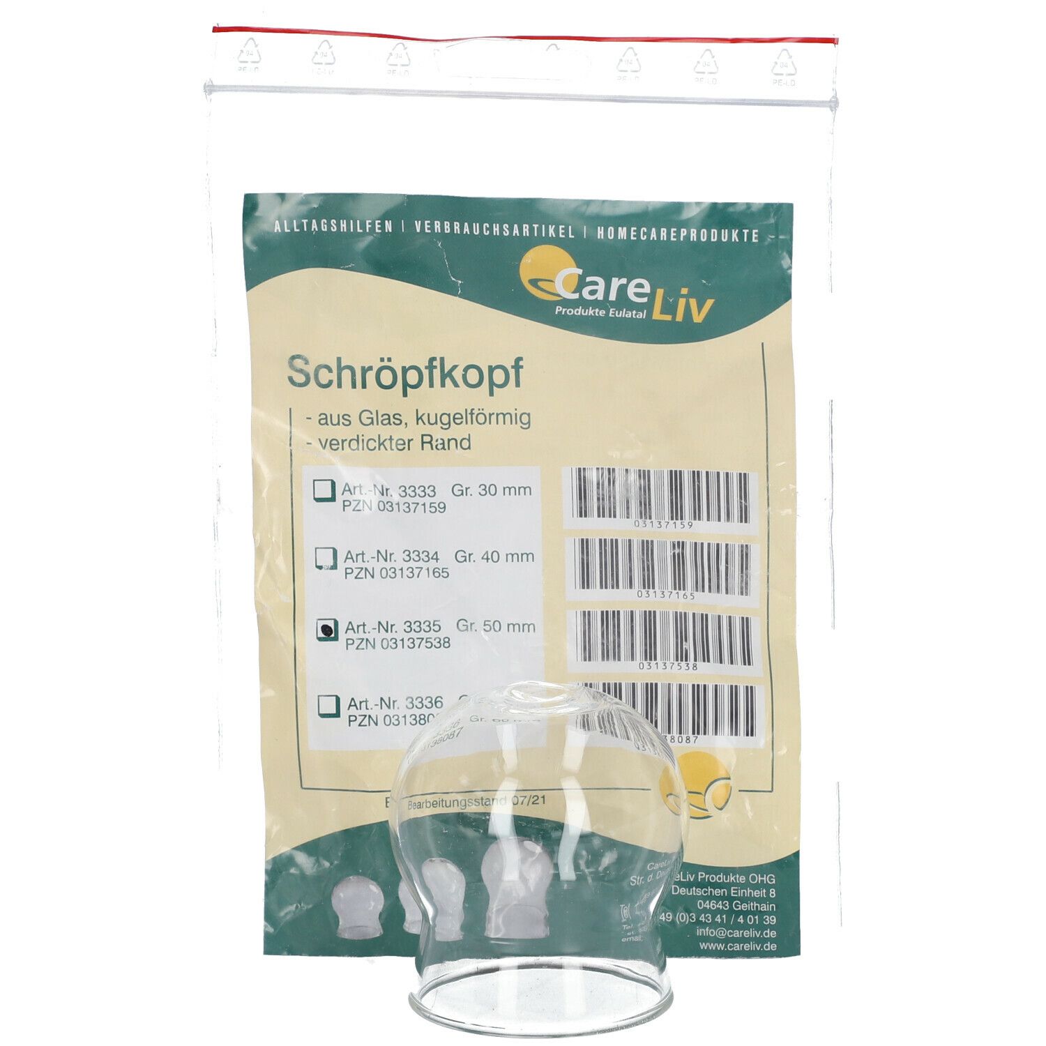 Schröpfköpfe aus Glas 5 cm