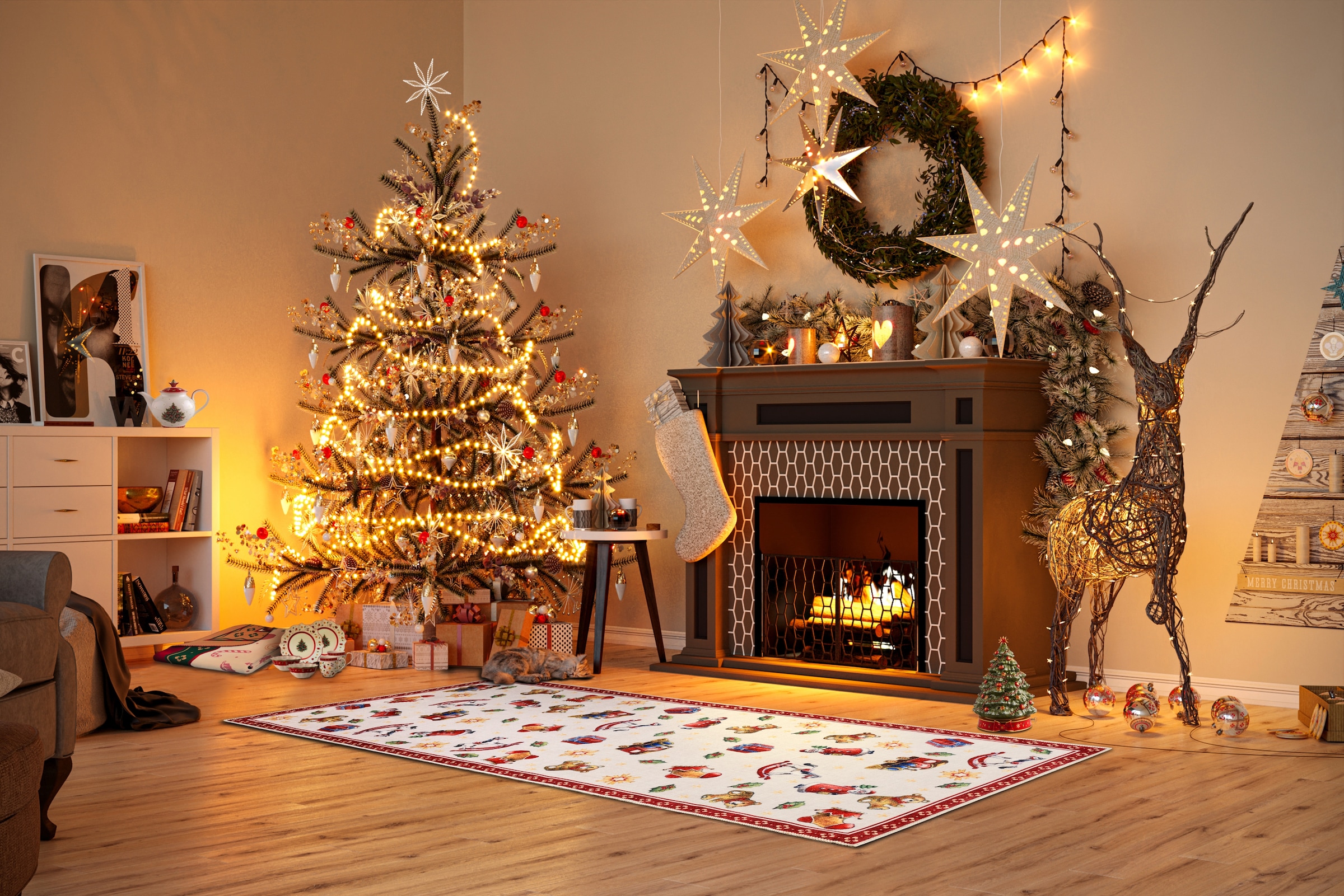 Villeroy & Boch Teppich »Nostalgic Toy's Delight, eckig, rund und Läufer« rechteckig 3 mm Höhe Weihnachten, Wohnzimmer, Flur, Geschenk, Toys Delight, Dekoration