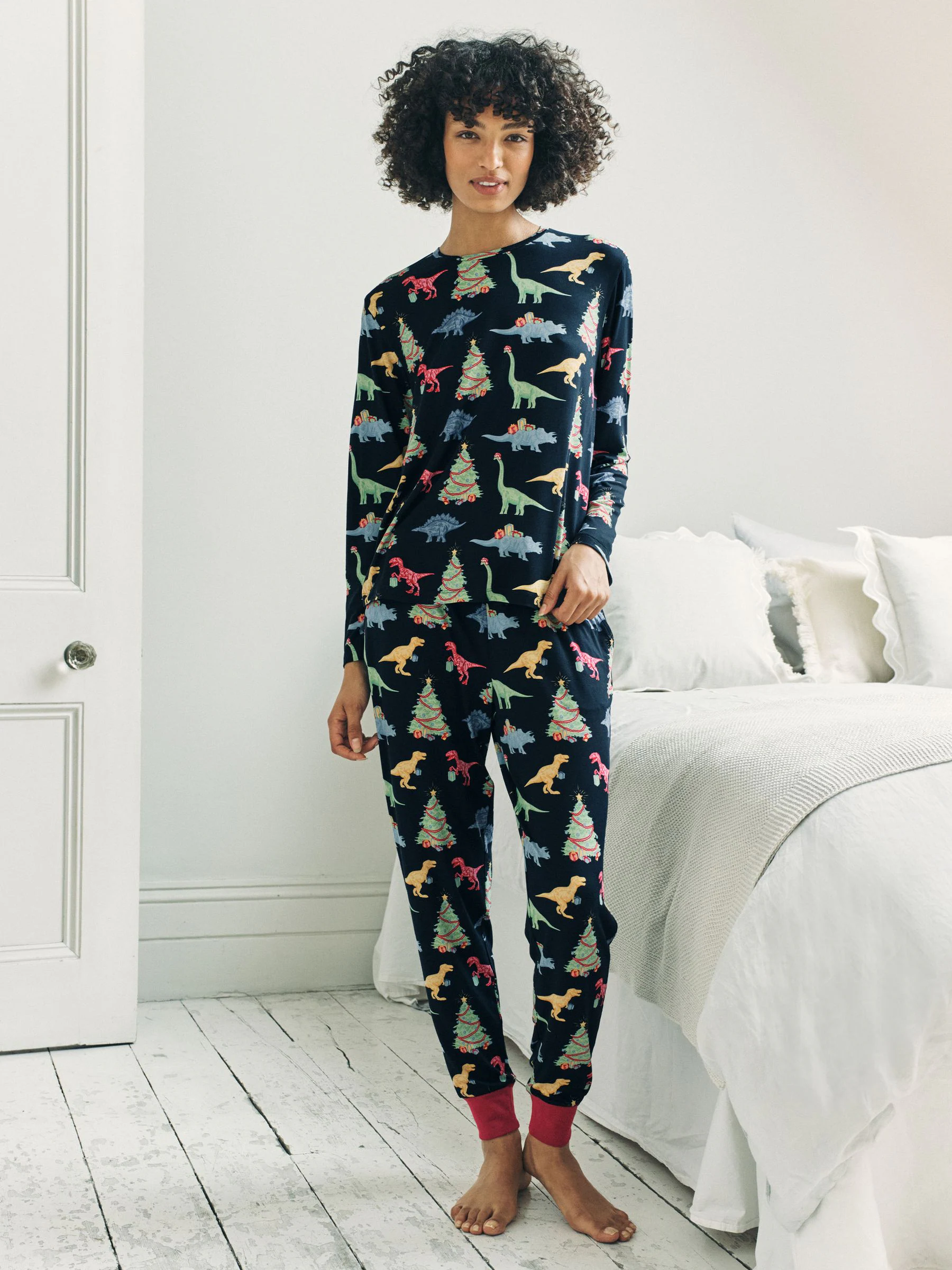Chelsea Peers Kerstmis Lange Pyjama met Dinosaurusprint