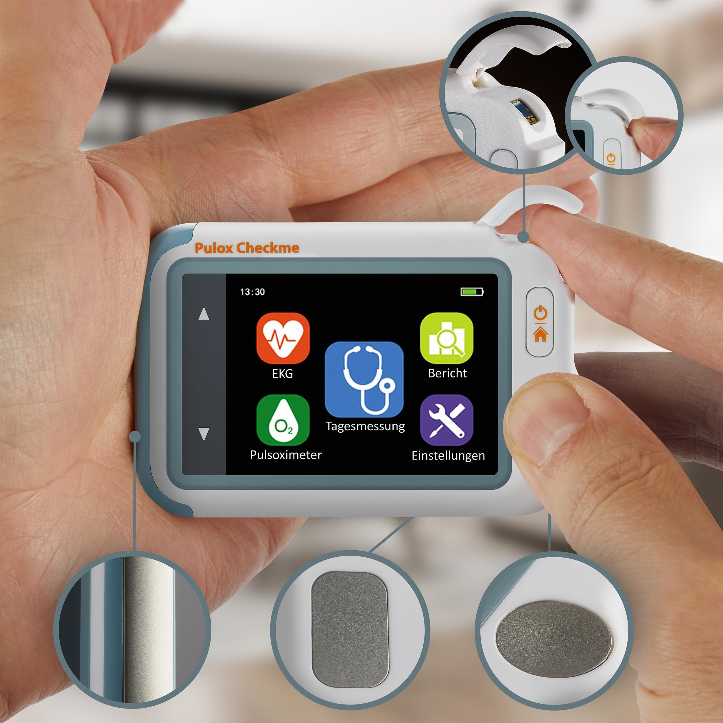 Pulox - Checkme Lite - Tragbarer Vitalcheck EKG Monitor mit Pulsoximeter