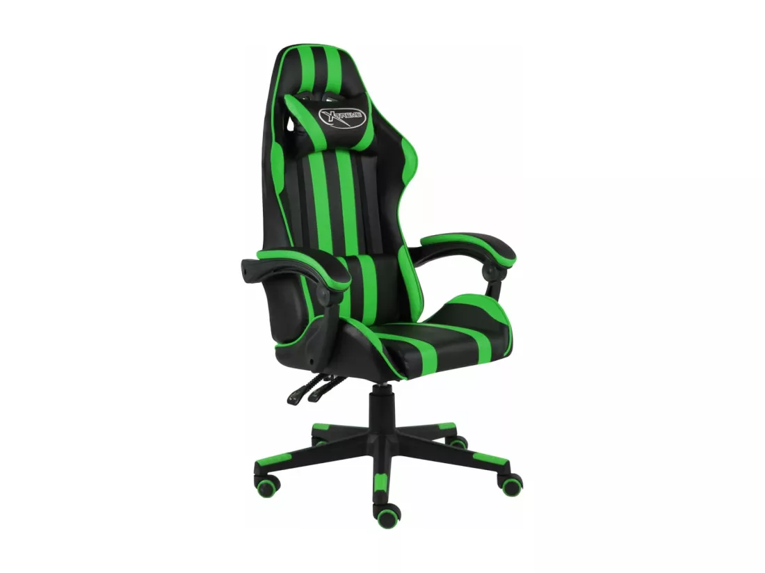 Fauteuil de jeux vidéo Noir et vert Similicuir