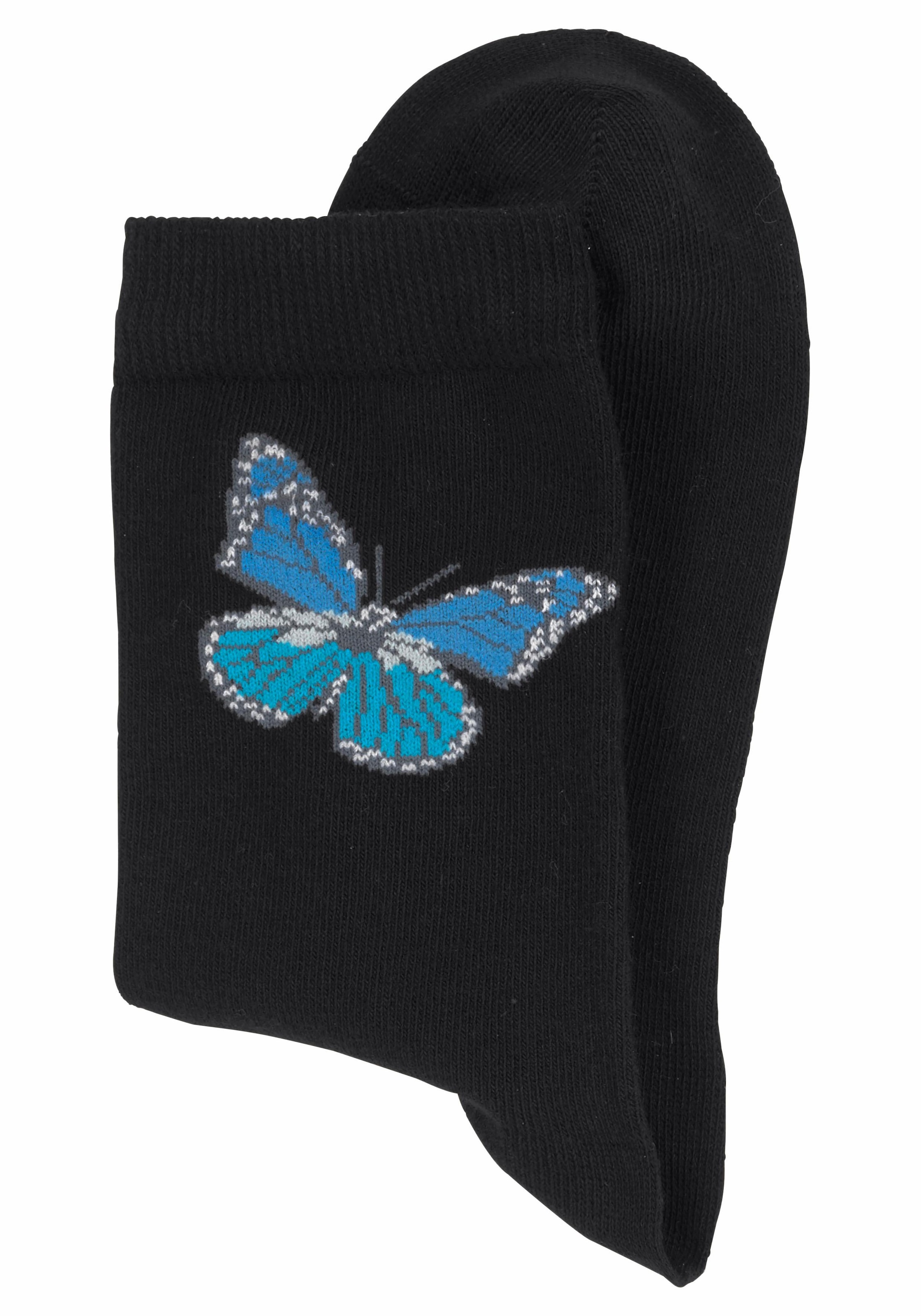 H.I.S Socken Packung, 7 Stk. tlg. mit Schmetterlings- und Vogelmotiven