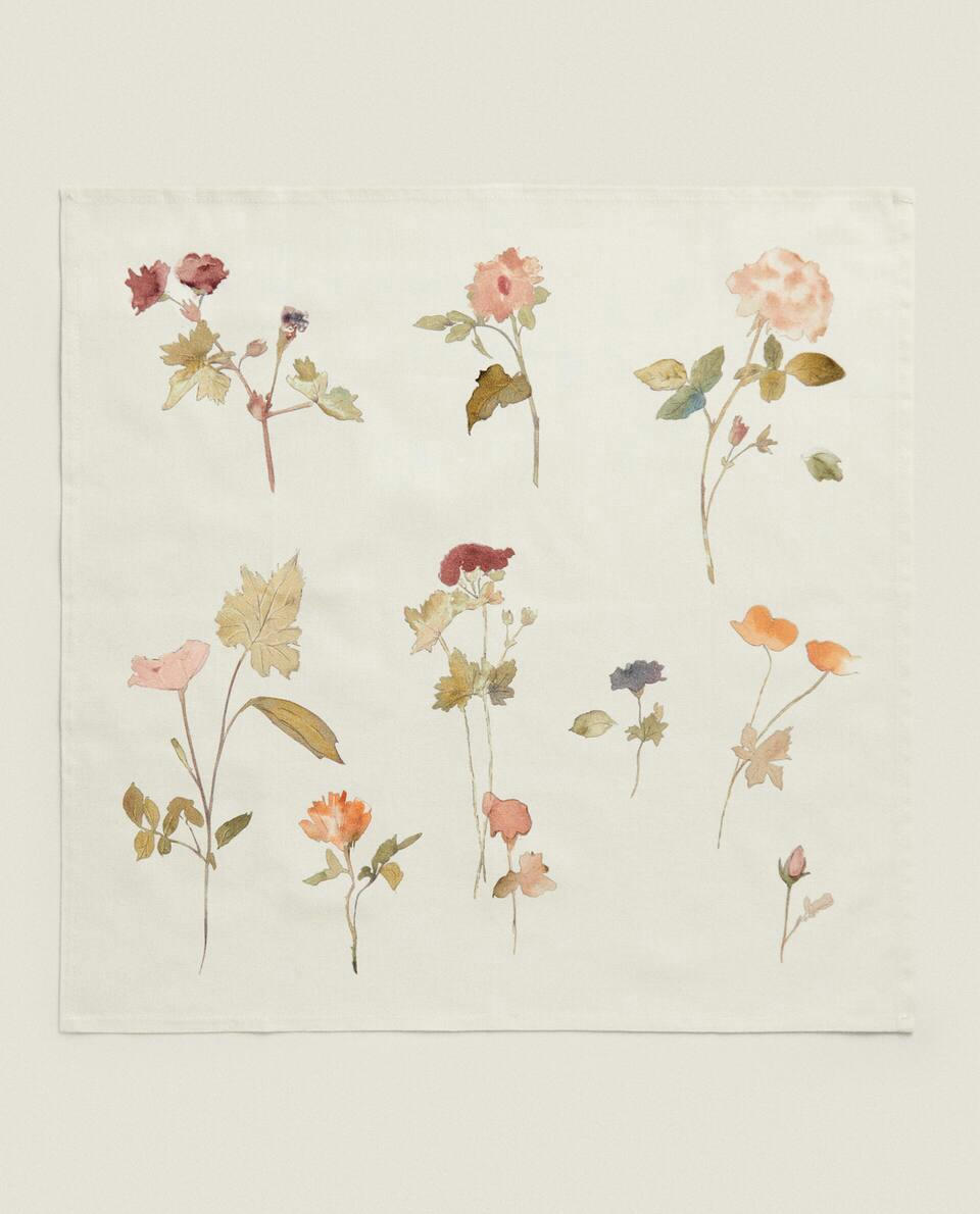 Guardanapos de algodão com estampa floral (pacote com 2)