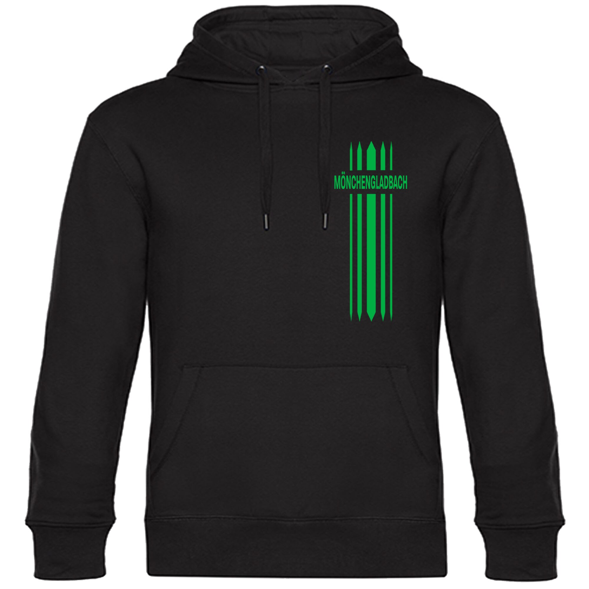 multifanshop® Kapuzen Sweatshirt - Mönchengladbach - Streifen - Druck grün