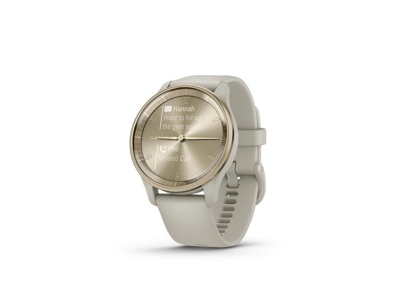 GARMIN Sportuhr Vivomove Trend Weiss/Olivgrün Hybrid-Smartwatch