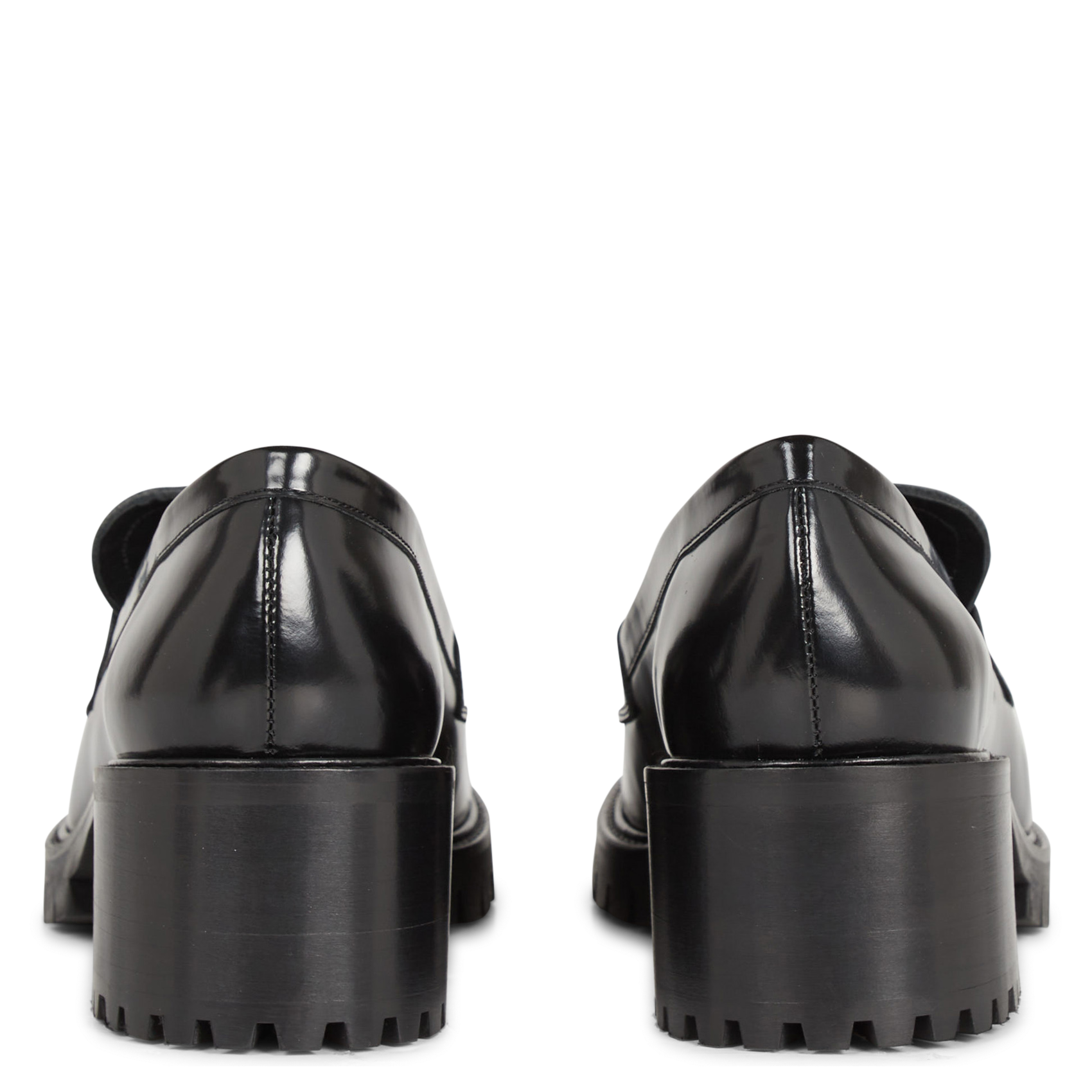 N°81 - Mocassins à talon en cuir glacé | Noir
