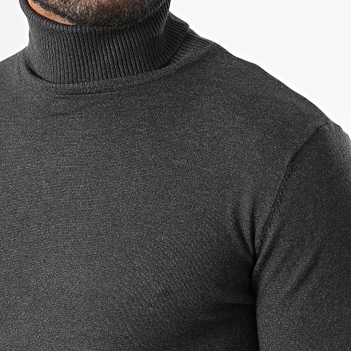 Pull Col Roulé LD-690018 Gris Anthracite Chiné