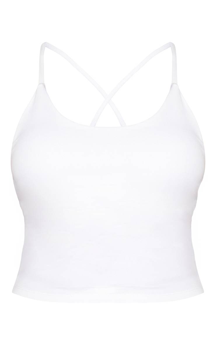 Blanc Brassière De Sport Longue Sculptante À Bretelles