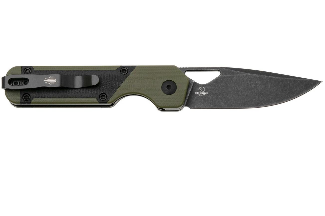 Kizer Vanguard Mini Militaw V3634SA5 Liner Lock, Blackwashed Nitro-V, Green G10, Black G10 Inlay, zakmes, Jonathan Styles design