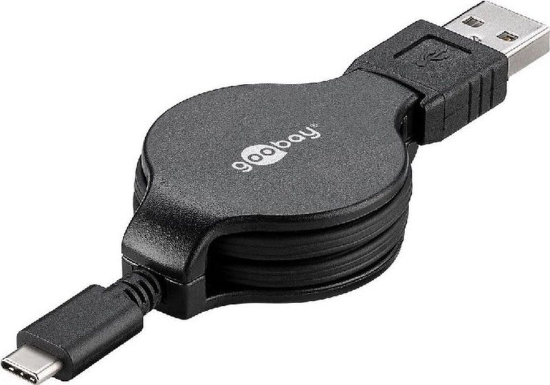 Uitrolbare USB A - USB C kabel 1 meter