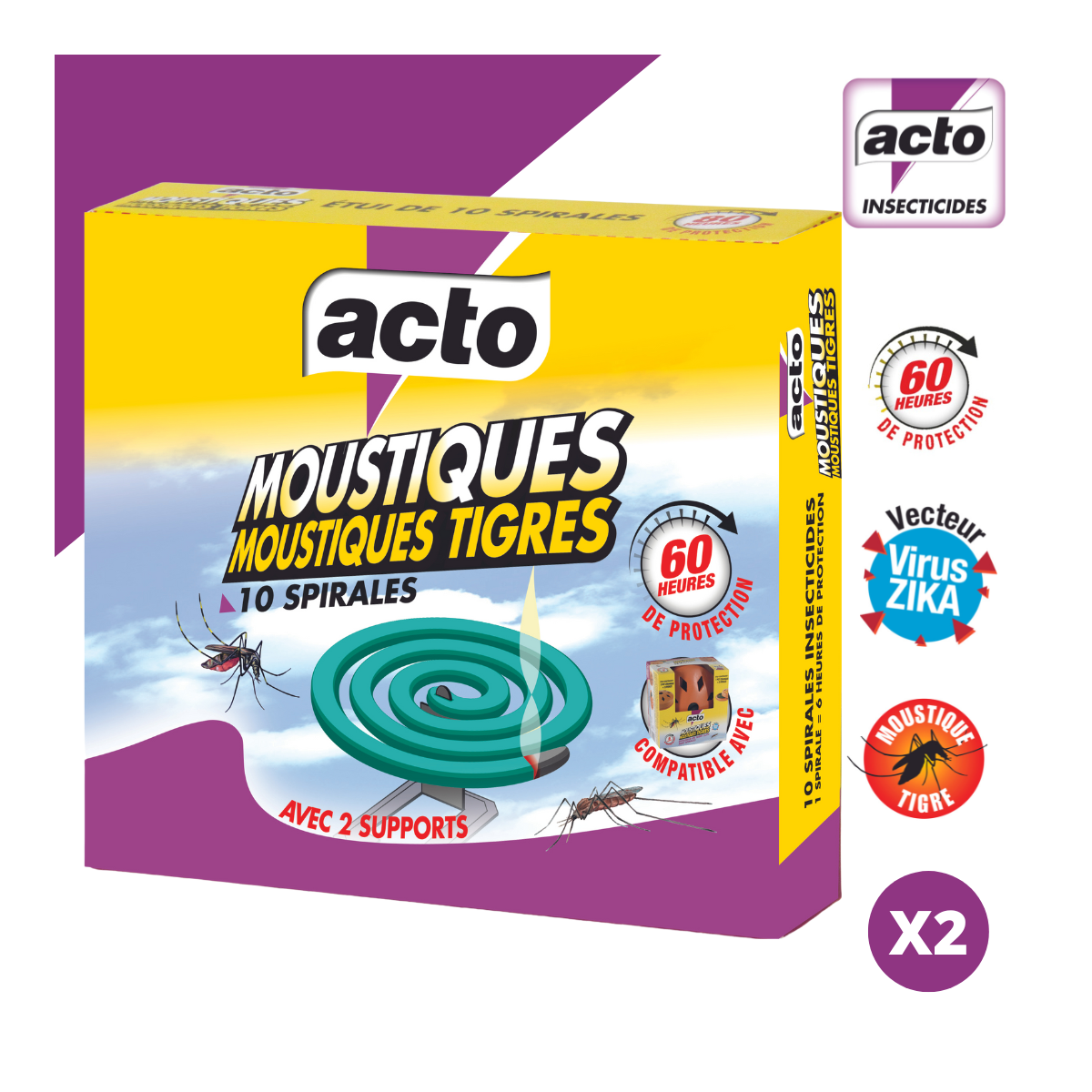 Acto spirales moustiques et moustiques tigres - 10 spirales
