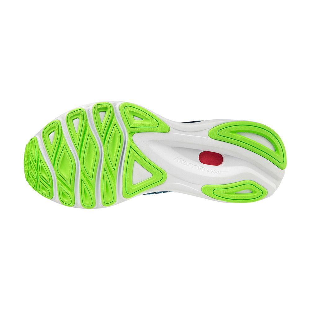 Mizuno WAVE SKYRISE 3 - Chaussures running Homme algiersb/wht/greengecko