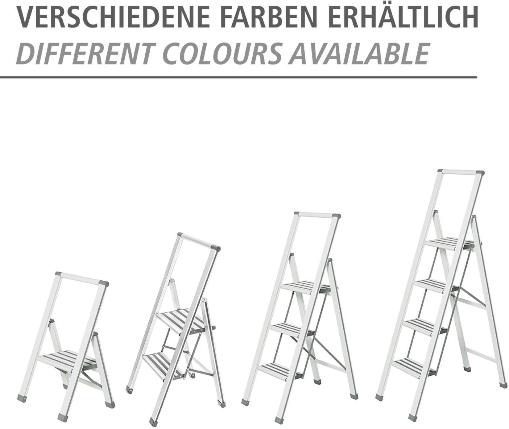 WENKO Trittleiter »Modell Alu-Design« Klapptritt Leiter, rutschsichere XXL-Stufen, klappbar, bis 150 kg