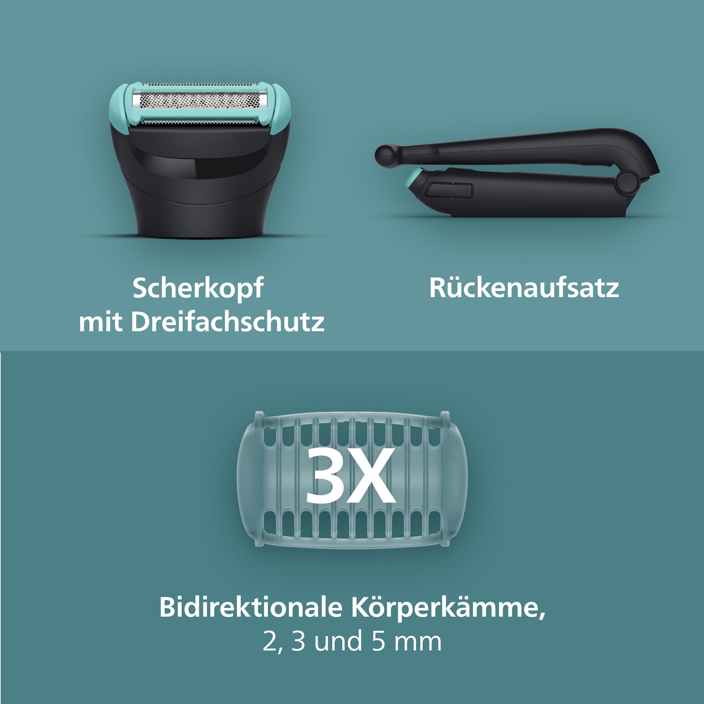 Philips Elektrokörperrasierer »Serie 5000 BG5475/15« 4 Stk. Aufsätze mit Triple Protect-Rasiersystem und bidirektionalen Kämmen