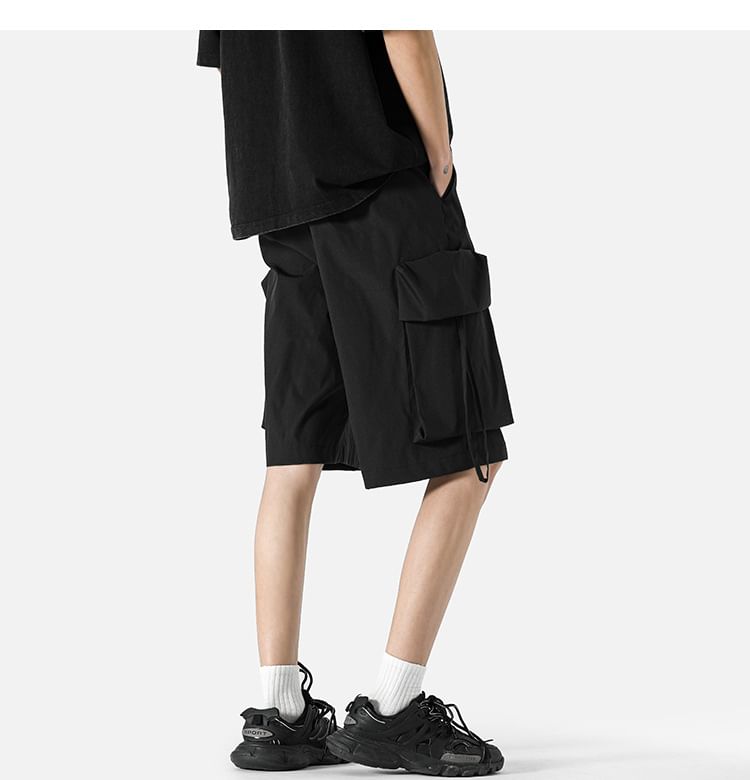 Cowpow - Mid Rise Plain Cargo Shorts