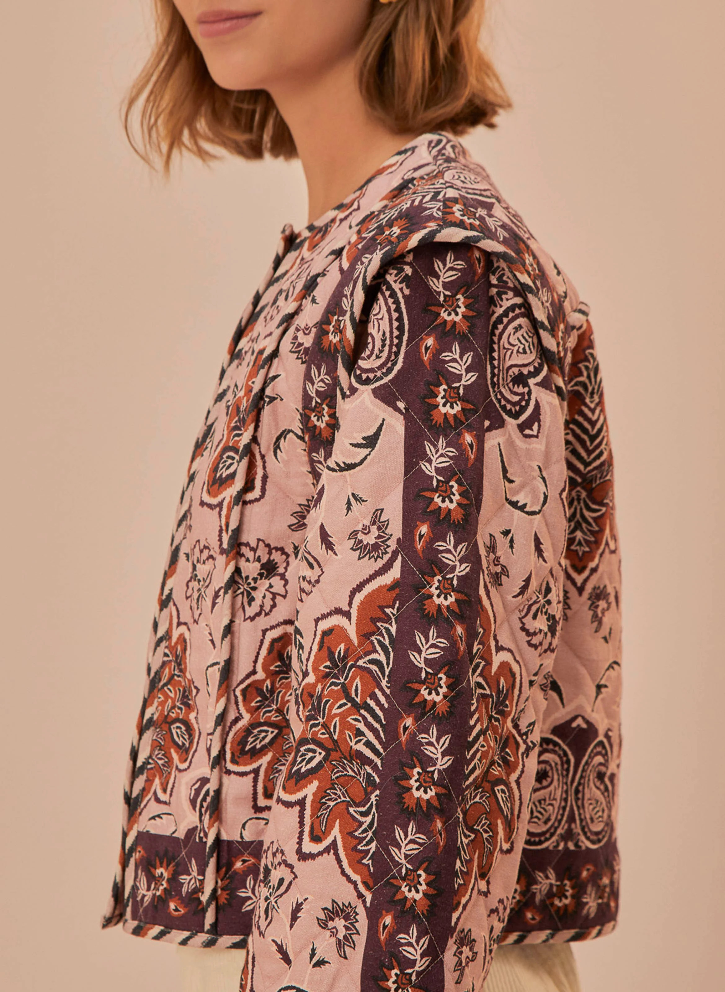 Veste droite en coton imprimé | Multicolore