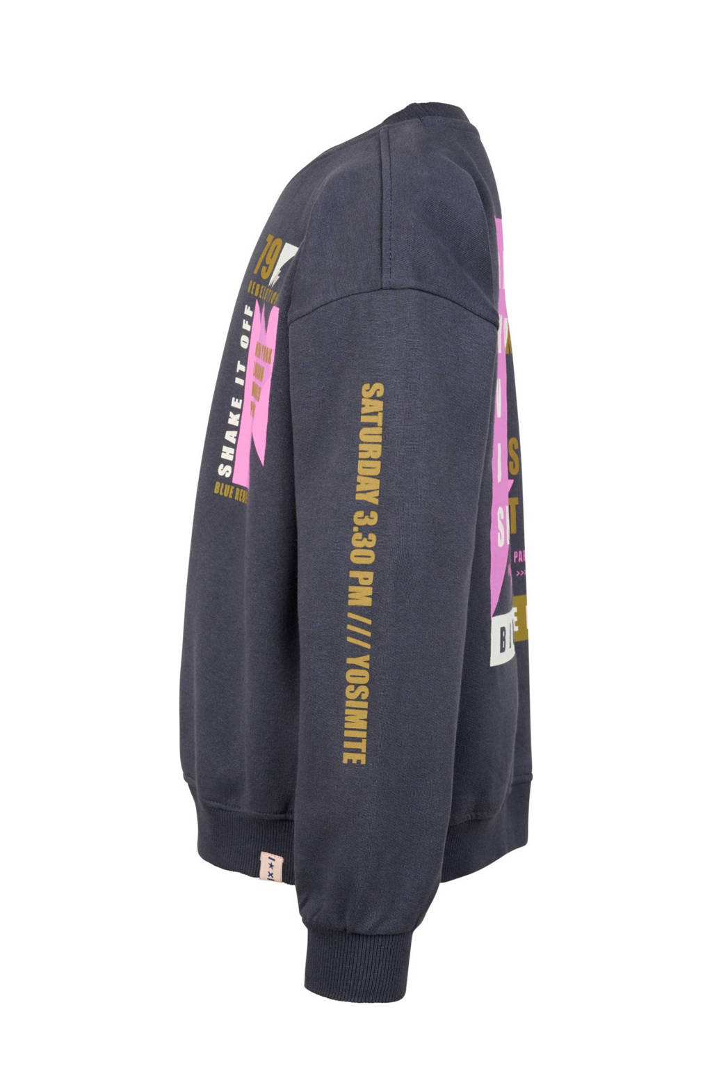 sweater Layla met backprint donkergrijs