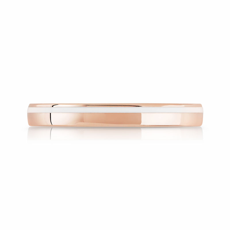 Alliance or 750 rose et laque céramique blanche 2,5 mm